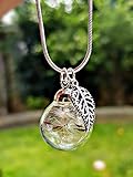  Löwenzahn Halskette im Sterling Silber 925 kette - Silbernes Blatt anhänger Pusteblume schmuck Cocktail Brauch Handgemachtes Geschenk Engel Sterne Personalisiert Muttertagsgeschenk