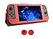 Produktbild Chickwin Nintendo Switch Joy-Con Controlle Ultra Thin Leder Anti-Rutsch-Flip Case Cover Skins Schutzhülle + 2 Thumb Griffe (Rot)