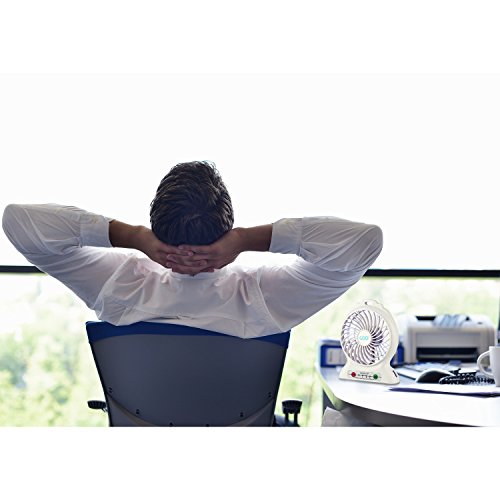 COO Mini USB Ventilator, eine hohe Qualität Tischventilator USB fan mit auch Power bank Funktion, gilt für Zuhause, Büro und Schreibtisch (Weiß) - 5