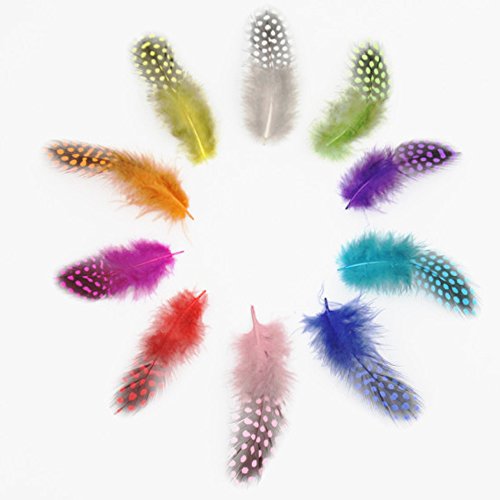 JPSOR 120 Stück 3“-6“ Bunte gefleckte indianer Feder für DIY Kunstwerk, Schmucken und Bekleidung Dekoration, 10 Farben - 4