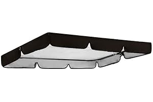 QYCSL Patio Swing Canopy Cover 2 Or 3 Seater Sizes Waterproof Outdoor Swing Seat Chair Awning Sun Shade Roof Windproof Anti-Uv Garden Hammock Replacement Canopy Set,Black,142x120x18cm/56x47x7''