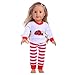 Produktbild Wokee Puppe Kleidung Nachthemd Pyjamas Set,Baumwolle,Kleid Outfit für 18 Zoll Unsere Generation American Girl Doll (Rot)