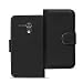 Produktbild Motorola Moto G Tasche Bookstyle Schwarz, PU Leder Hülle Schwarz, Handyhülle Moto G Flip Case Wallet, Booklet Cover Brieftasche Etui Schutzhülle mit Kartenfächer, Motorola Moto G (4,5 Zoll (11,4 cm)