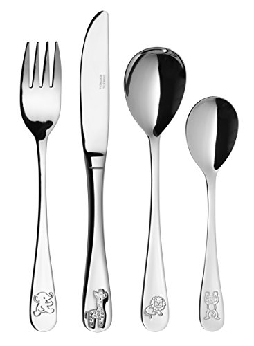 Josef Mäser Domestic Couverts pour Enfant 4 pièces Motif Animaux du Zoo