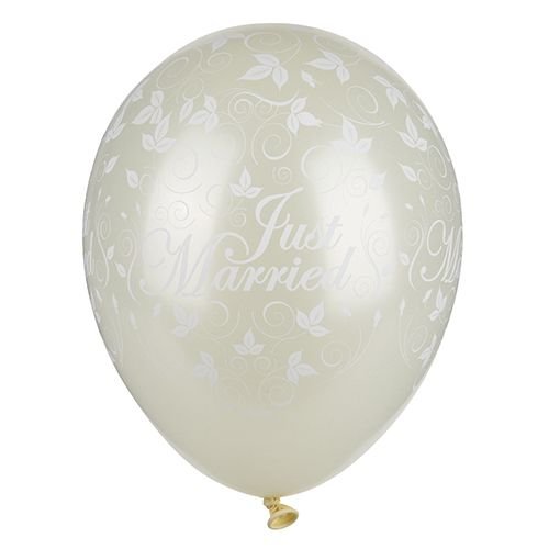 PAPSTAR Luftballons "Just Married", elfenbein metallic VE = 1