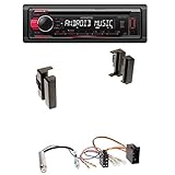  Kenwood KDC-120UR 12 Autoradio USB CD Radio mit roter Beleuchtung+1-DIN Radioblende + Radioanschlusskabel + Antennenstecker für Audi A4 B5 (8D) 1994-1999 Limousine / A4 B5 (8D) 1996-1999 Avant
