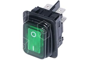 Bartscher Interrupteur à bascule vert pour friteuse lumineux 30 x 22 mm 2 NO 2 broches 250 V