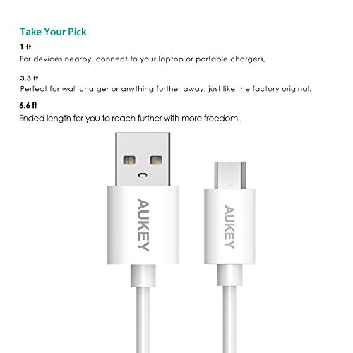 AUKEY Micro USB Ladekabel 5 Pack: 1m *3+0.3m*2 USB Kabel für Micro Gerät wie Samsung / HUAWEI / Sony / Powerbank Weiß - 3