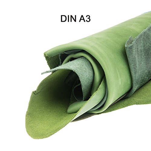 Lederreste Lederstücke extragroß A3 1kg Varianten von grün Farbtönen , alle Stücke mind. DIN A3 groß von Langlauf Schuhbedarf ® - 3