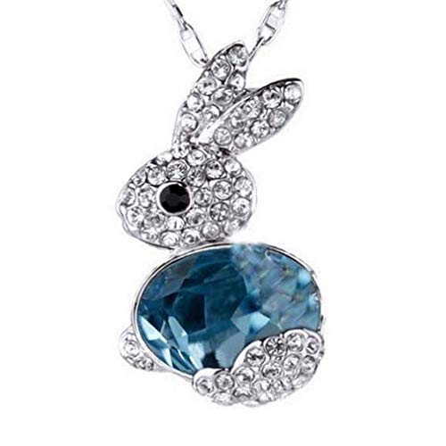 Preisvergleich Produktbild Damen Mode Häschen Anhänger Halskette Ketten Frauen Schmuck Zubehör Mädchen Halsschmuck Geschenk Moeavan (Blau)
