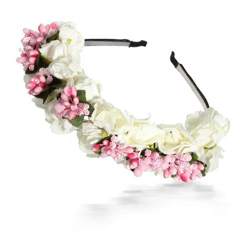 Katara weiß Blumen Boho Blumenstirnband Garland Festival Hochzeit Braut Haarband Kopfband Kranz, 1er Pack (1 x 1 Stück) - 4