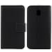 Produktbild Gukas Echt Leder Tasche Für Samsung Galaxy J7 Pro J730FD 2017 5.5" Hülle Lederhülle Handyhülle Handy Flip Brieftasche mit Kartenfächer Schutz Protektiv Genuine Premium Case Cover Etui Skin (Schwarz)