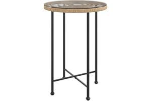 vidaXL Mesa de Comedor Mueble Patas Cocina Comedor Patio Jardín Terraza Balcón Exterior Aire Libre Hogar de Vidrio Templado y Acero 55 cm