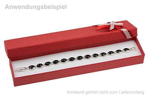 EYS JEWELRY® Schmuck-Etui für Armband 210 x 40 x 25 mm Kartonage rot Armband-Box Schachtel Schatulle Geschenk-Verpackung Hals-Kette Schleife - 2