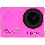 Lightdow Real 4K 12.40M Pixel High Speed Wi-Fi Sports &amp; Action Camera [ DSP Chip NOVATEK NT96660 + SONY IMX117CQT COMS Sensor + 170° Wide Angle Lens ] (Pink)