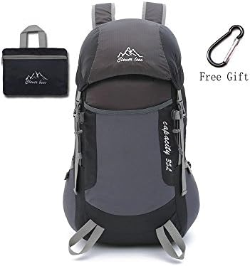 AM SeaBlue Ultralight Handy 35L Foldable Hiking Backpack Water Resistant Packable Daypack Lightweight Camping Outdoor Cycling Travel Backpack (Black)