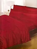 Parure de Lit Satin Housse de Couette Rouge , Drap Housse + 4 Taies 2 Personnes 200 x 200 cm 6PCS