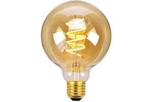 Gokoly Screw E27 LED Light Bulb, 4W Globe Large Screw Vintage Edison LED Bulbs Decorative Spiral LED Bulb, Amber Color Warm White 2200K