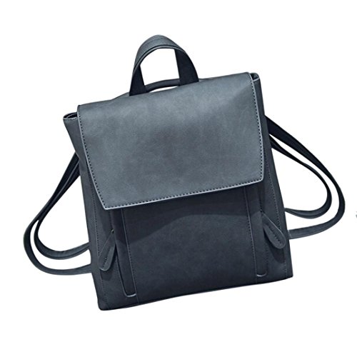 Preisvergleich Produktbild Resplend Unisex PU Leder Rucksack Doppelter Vertikaler Reißverschluss Schultasche Satchel Einfach Modisch Schulter Bookbags Abdeckung Reiserucksack handtasche (Grau)