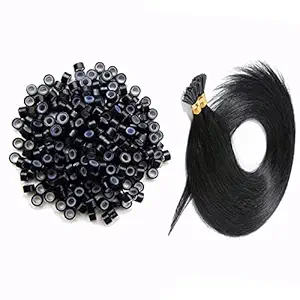 LHS -LUXURY HAIR STUDIO I-Tip Double Drawn Fusion Permanent Human Hair Extension 16Inch (50 Strands) with Micro Ring (50) Pack of 2