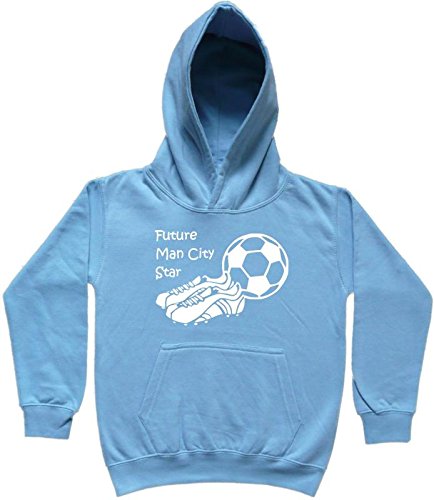 Hat-Trick Designs Manchester City Football Baby/Kids/Childrens Hoodie Sweatshirt-9-11Yrs-Sky Blue-Future Star-Unisex Gift