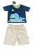 Boys Baby Toddler Big Whale Multi Print T-Shirt & Shorts Set 6 to 23 Months (6-12 Months, Blue T-Shirt + Cream Shorts)