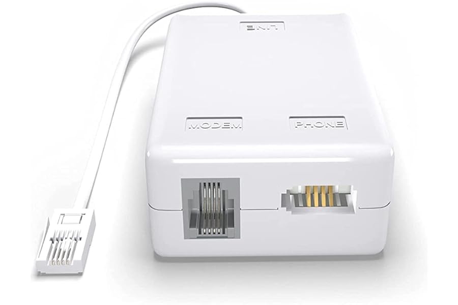 ASNQ ADSL Filter - Microfilter for Phone/Broadband BT Plug to RJ11 Connector - Broadband Filter for BT Sky Talktalk - BT Microfilter for Modem Telephone Fax - Internet and Telephone Splitter