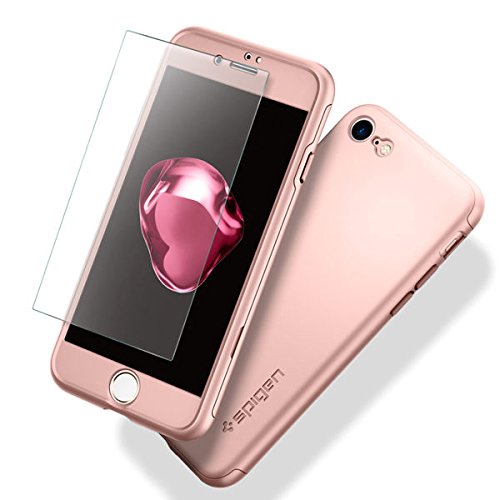 iPhone 7 Case, SpigenÂ® [Air Thin Fit 360] iPhone 7 Full Body Case with [2-PackTempered Glass Screen Protector] Exact Slim Full Protection Case with for iPhone 7 - (042CS21099) - Rose Gold