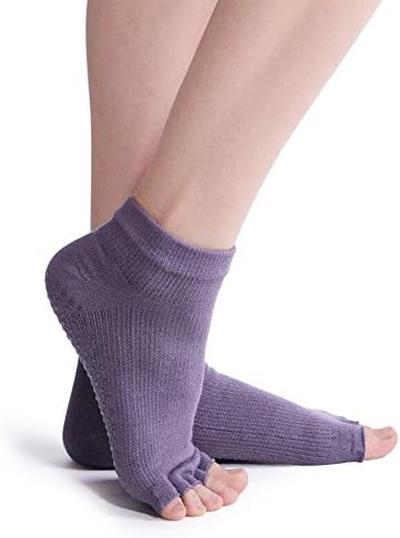 Half-toe Yoga Sock Professional Pilates Deporte Colorful Silicone Non-slip Sox 5 Fingers Compression Sports Socks (Purple)