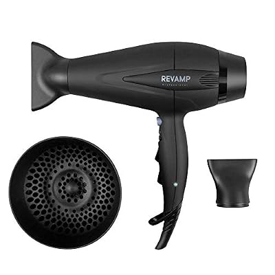 Revamp PROGLOSSTM Sèche-Cheveux | Sèche Cheveux Léger avec Diffuseur et Concentrateur, Huiles Extra Douces pour Coiffage Professionnel, Technologie Ionique pour Chevelure Douce et Volumineuse | Noir