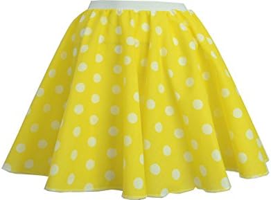 Mums EssentailsChildrens Polka Dot Skirt Rock n Roll 50's/ 60's Style 16 12" Length (6-9 (Waist 11 inch), Yellow and White spot)