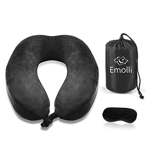 Emolli Travel Pillow with Sleep Mask, Memory Foam Neck Pillow Support Cushion U Pillow for Long Haul Emolli Travel Pillow with Sleep Mask, Memory Foam Neck Pillow Support Cushion U Pillow for Long Haul