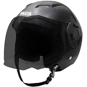 Steelbird ABS Baron Open Face ISI Certified Helmet (Dashing Black Fitted with Clear Visor and Extra Smoke Visor, Large 600 mm)