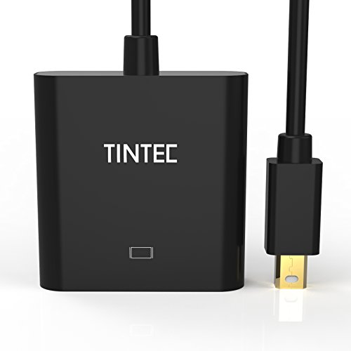 Mini DP auf VGA, Tintec Vergoldete 1080P Mini Displayport auf zu VGA Adapter Konverter Kabel Stecker Cable – Schwarz - 3