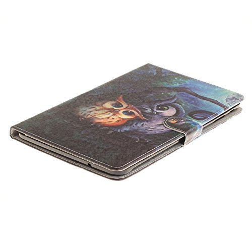 Hülle für Samsung Galaxy Tab E 9.6 T560 mit Muster,BtDuck Ultra Thin PU Leder Tasche Smart Cover Folio Etui Tasche Schutzhülle für Apple Samsung Galaxy Tab E 9.6 T560 Buntes Muster Bookstyle Wallet Ledertasche Bumper Schale Protective Case mit Magnetverschluss Ständerfunktion Eingebaut ID Karte Slots für Kreditkarte/Fahrkarte/Foto/Geld/Rechnung Purse Design Tasche Handyhülle Soft Silikon Backcover Kunstleder Hülle + 1x Schwarz Stift Stylus Pen – Malerei Eule - 7
