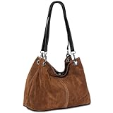 Maße ca. LxHxB: 31x23x14 cm CASPAR TL621 klassische Damen Wildleder Handtasche, Farbe:braun