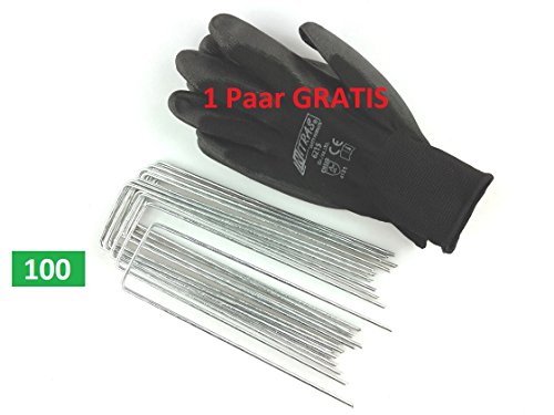 100 Erdanker EXTRA LANG Bodenanker Verzinkt Unkrautflies Anker 20 cm 5 cm breit aus Stahldraht Stärke ∅ 3mm