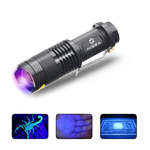 Hisea Portable Mini-UV-Lampe Taschenlampe mit grellem Licht als Urinfleckendetektor für Pet Partner / Scorpion / Spek / Gefälschte Brille mit UV