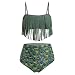 Produktbild Damen Bikini Set 2019 Hohe Taille Bademode Zweiteilige Strandkleidung Badeanzug mit Quaste Verstellbarer Schultergurt Bikini Oberteil und Retro Pfau Drucken Bikinihose TWBB