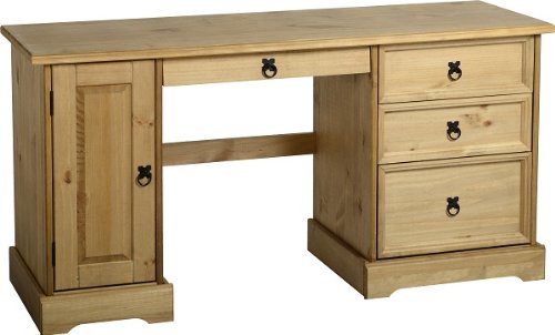 Corona Computer Desk/Table/Storage - Solid Pine - Distressed Waxed Finish