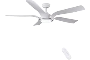 CJOY Ceiling Fan with Lights, White Ceiling Fans with Lights Dimmable, Bedroom Ceiling Fans with Lamps 56'' Tri-color Temperatures, Quiet Reversible Summer and Winter Mode