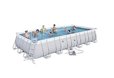 Bestway Power Steel Kit piscine Frame Rectangular, gris clair, avec filtre à sable pompe + Accessoire 732 x 366 x 132 cm gris