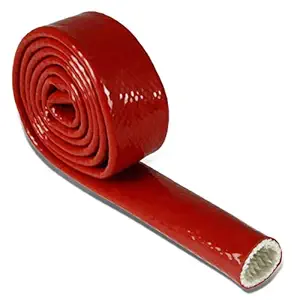 Red Heat-Shielded Fire Sleeve for Oil Fuel Lines & Electrical Wiring (25mm X 10-Ft)