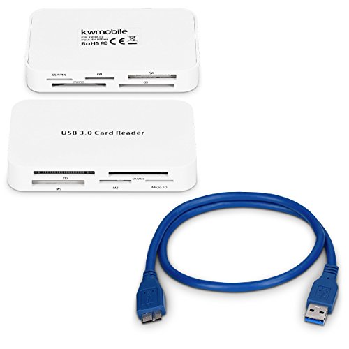 kwmobile USB Kartenleser All in One, Card Reader mit USB 3.0 zum Lesen von SD, MMC, Compact Flash und weiteren. Kartenlesegerät in Weiß - 5