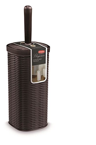 Tolles 2tlg. Badezimmerset im Rattan Design: Kosmetikeimer, Tretmülleimer 20 Liter und dazu passende Toilettenbürste in Dunkelbraun - 2