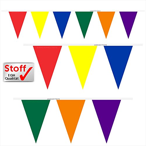 Wimpelkette Stoffwimpelkette Bunt mehrfarbig 40 Wimpel 10m Wimpelgirlande Deko