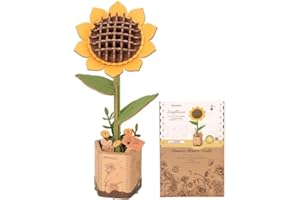 rowood 3D Puzzle Holz Sonnenblume, DIY-Blume Aus Holz, Modellbausätze Für Künstliche Blumen Zum Zusammenbauen Für Erwachsene, Beste Heimdekoration Und Valentinstags-Spielzeug-Geschenkset