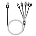 Produktbild 4-in-1 Mehrfachladegerät, USB-Mehrfachladegerät (Stecker/Adapter), höchste Qualität, 4-in-1 USB-Ladegerät mit verschiedenen Anschlüssen, Lightning und Micro-USB für iPhone 6/6S, 6 Plus/6S Plus, 5/5S/5 C/SE, 4 G/3G, iPad 2/3/4, iPad Air, iPad Mini, iPad 4. Gen, iPod Touch 5. Gen, iPod Nano 7. Gen, Samsung, HTC, LG, Sony, Blackberry, Power Bank, Externer Akku, Kfz-Ladegerät und viele mehr.