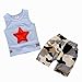 Produktbild Longra Kleinkind Kinder Baby Jungen Outfits Set mit Jungen Ärmellos Stern Tanktop Tank Top Tankshirt T-Shirt Weste Tops + Camouflage Shorts Baby Strandmode Kleidung Set (Light Blue, 80CM 12Monate)