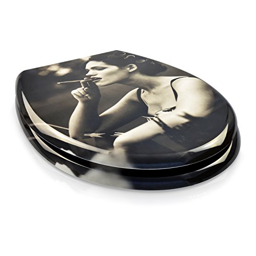 VENKON – Premium WC-Sitz mit Absenkautomatik – Modell „Smoking Fetisch“ – antibakterieller Toilettendeckel aus Duroplast inkl. Montagesatz - 7